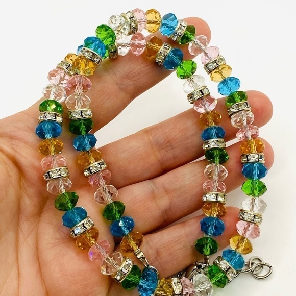 Necklace Faceted Crystal Rhinestone Beads 
17.5”+ 3” Jewelry - Picture 3 of 7